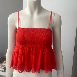 Forever 21- Orange Eyelet Top (Size Small)